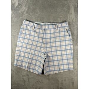 FootJoy Shorts Mens 38 Blue White Plaid Chino Golf Performance